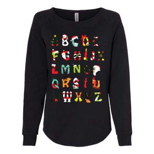 Christmas Alphabet Abc Cute Xmas Prek Teacher Women Womens California Wash Sweatshirt