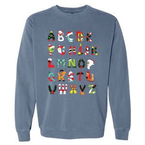 Christmas Alphabet Abc Cute Xmas Prek Teacher Women Garment-Dyed Sweatshirt