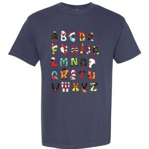 Christmas Alphabet Abc Cute Xmas Prek Teacher Women Garment-Dyed Heavyweight T-Shirt