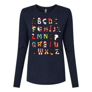 Christmas Alphabet Abc Cute Xmas Prek Teacher Women Womens Cotton Relaxed Long Sleeve T-Shirt