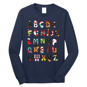 Christmas Alphabet Abc Cute Xmas Prek Teacher Women Long Sleeve Shirt