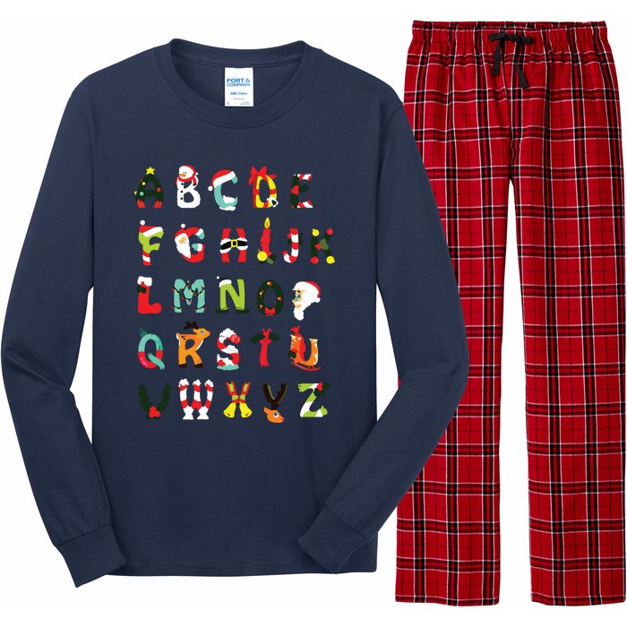 Christmas Alphabet Abc Cute Xmas Prek Teacher Women Long Sleeve Pajama Set