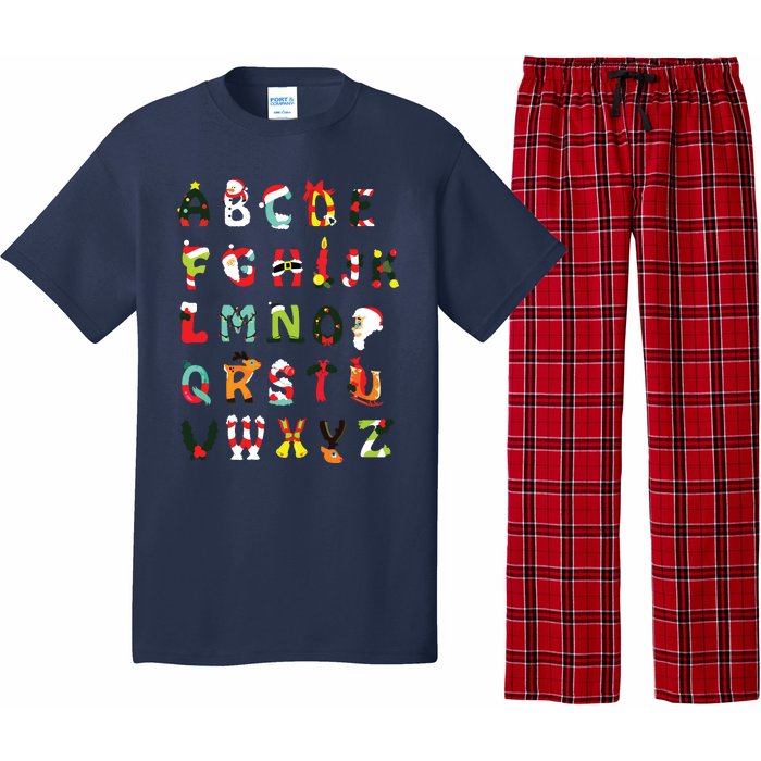 Christmas Alphabet Abc Cute Xmas Prek Teacher Women Pajama Set