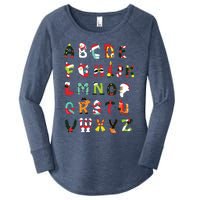 Christmas Alphabet Abc Cute Xmas Prek Teacher Women Women's Perfect Tri Tunic Long Sleeve Shirt