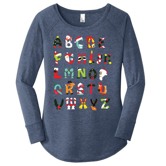 Christmas Alphabet Abc Cute Xmas Prek Teacher Women Women's Perfect Tri Tunic Long Sleeve Shirt