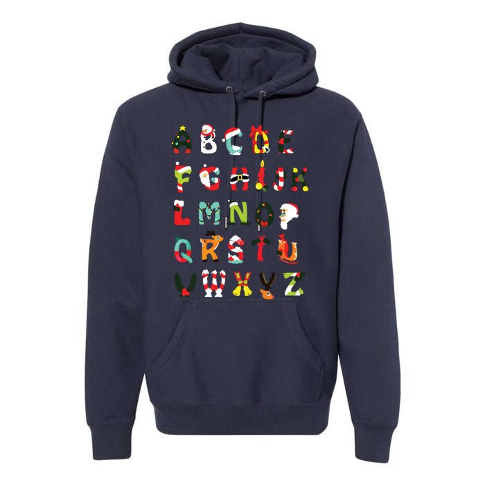 Christmas Alphabet Abc Cute Xmas Prek Teacher Women Premium Hoodie