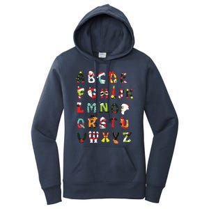 Christmas Alphabet Abc Cute Xmas Prek Teacher Women Women's Pullover Hoodie