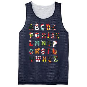 Christmas Alphabet Abc Cute Xmas Prek Teacher Women Mesh Reversible Basketball Jersey Tank