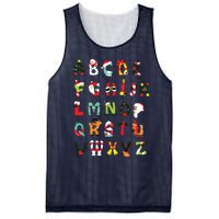 Christmas Alphabet Abc Cute Xmas Prek Teacher Women Mesh Reversible Basketball Jersey Tank