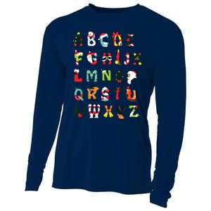 Christmas Alphabet Abc Cute Xmas Prek Teacher Women Cooling Performance Long Sleeve Crew