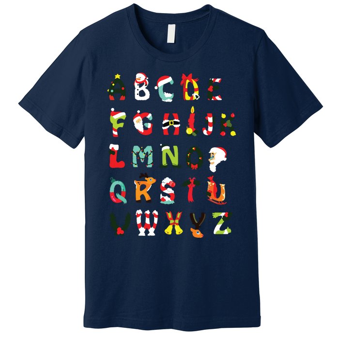 Christmas Alphabet Abc Cute Xmas Prek Teacher Women Premium T-Shirt