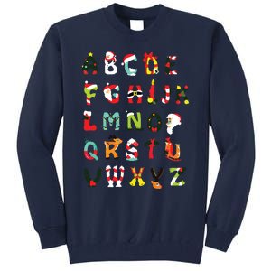 Christmas Alphabet Abc Cute Xmas Prek Teacher Women Tall Sweatshirt