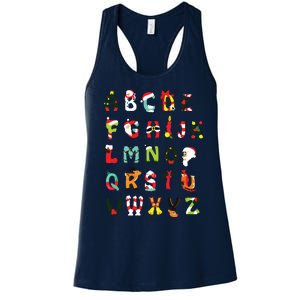 Christmas Alphabet Abc Cute Xmas Prek Teacher Women Women's Racerback Tank