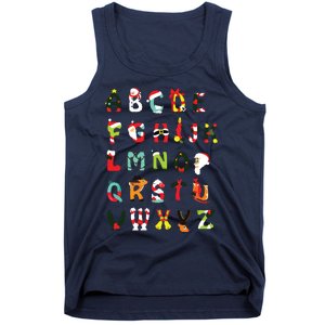 Christmas Alphabet Abc Cute Xmas Prek Teacher Women Tank Top