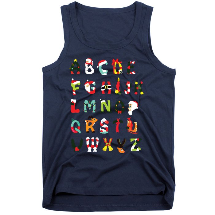 Christmas Alphabet Abc Cute Xmas Prek Teacher Women Tank Top