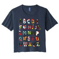 Christmas Alphabet Abc Cute Xmas Prek Teacher Women Women's Crop Top Tee