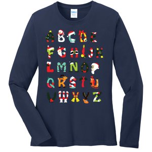 Christmas Alphabet Abc Cute Xmas Prek Teacher Women Ladies Long Sleeve Shirt