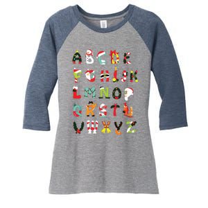 Christmas Alphabet Abc Cute Xmas Prek Teacher Women Women's Tri-Blend 3/4-Sleeve Raglan Shirt