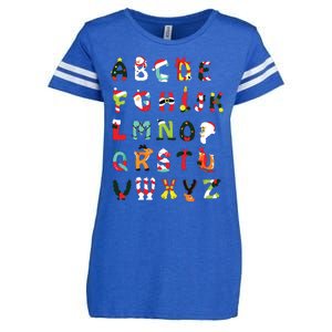 Christmas Alphabet Abc Cute Xmas Prek Teacher Women Enza Ladies Jersey Football T-Shirt