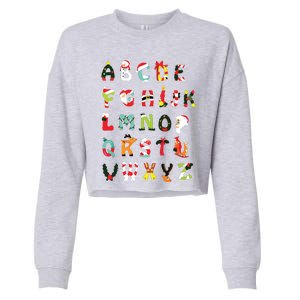 Christmas Alphabet Abc Cute Xmas Prek Teacher Women Cropped Pullover Crew