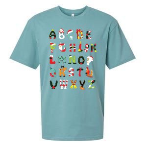 Christmas Alphabet Abc Cute Xmas Prek Teacher Women Sueded Cloud Jersey T-Shirt