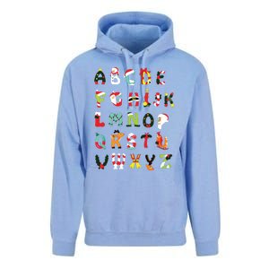 Christmas Alphabet Abc Cute Xmas Prek Teacher Women Unisex Surf Hoodie