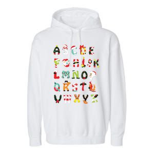 Christmas Alphabet Abc Cute Xmas Prek Teacher Women Garment-Dyed Fleece Hoodie