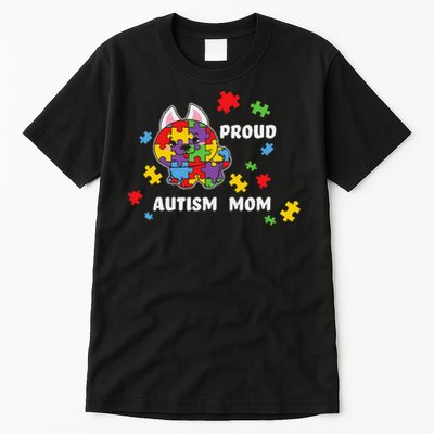 Cute Autism Awareness Women - Proud Autism Mom Dog Puzzle Tall T-Shirt
