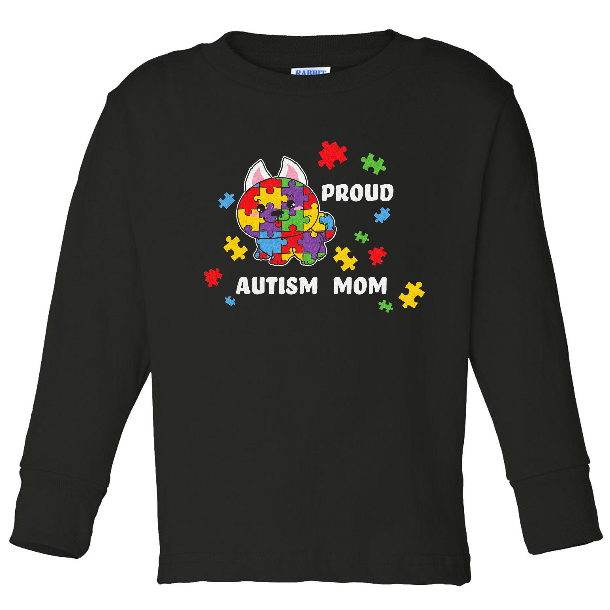 Cute Autism Awareness Women - Proud Autism Mom Dog Puzzle Toddler Long Sleeve Shirt