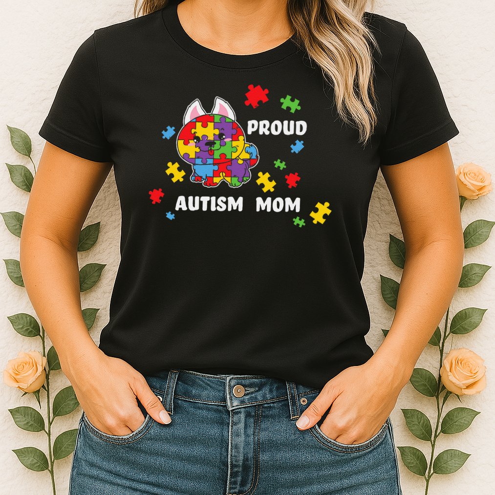 Cute Autism Awareness Women - Proud Autism Mom Dog Puzzle Womens T-Shirt