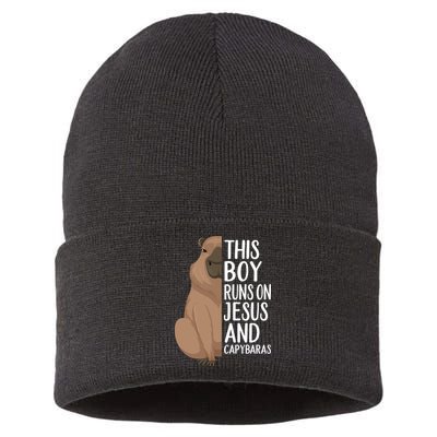 Capybara Art Animal For Capybara Lovers Sustainable Knit Beanie
