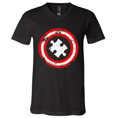 Captain Autism Autism Awareness V-Neck T-Shirt