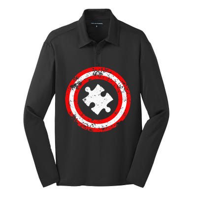 Captain Autism Autism Awareness Silk Touch Performance Long Sleeve Polo