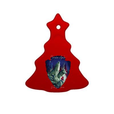 Chiricahua Apache American Indian Tribe Wolf Pride Howling Gift Ceramic Tree Ornament