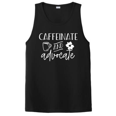 Caffeinate And Advocate Autism Special Ed Teacher Meme Gift PosiCharge Competitor Tank