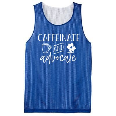 Caffeinate And Advocate Autism Special Ed Teacher Meme Gift Mesh Reversible Basketball Jersey Tank