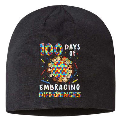 Cute Autism Awareness Embrace Differences 100 Days School Sustainable Beanie