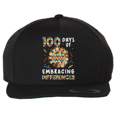 Cute Autism Awareness Embrace Differences 100 Days School Wool Snapback Cap