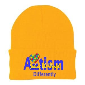 Cool Autism Awareness Autism Seeing The World Differently Gift Knit Cap Winter Beanie