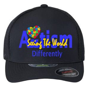 Cool Autism Awareness Autism Seeing The World Differently Gift Flexfit Unipanel Trucker Cap