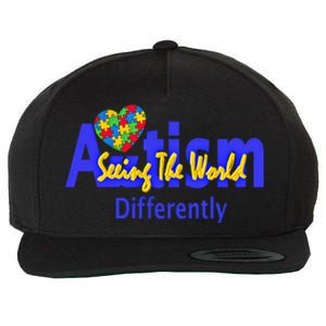 Cool Autism Awareness Autism Seeing The World Differently Gift Wool Snapback Cap