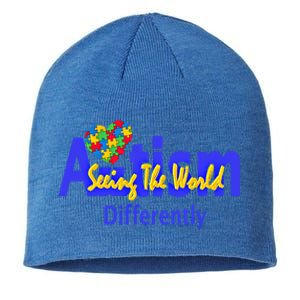 Cool Autism Awareness Autism Seeing The World Differently Gift Sustainable Beanie