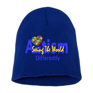 Cool Autism Awareness Autism Seeing The World Differently Gift Short Acrylic Beanie