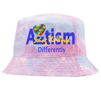 Cool Autism Awareness Autism Seeing The World Differently Gift Tie-Dyed Bucket Hat