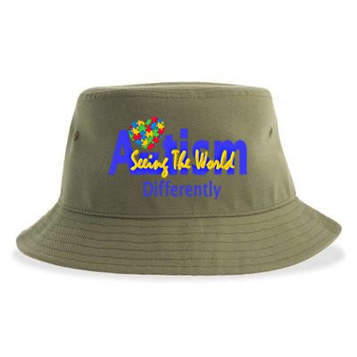 Cool Autism Awareness Autism Seeing The World Differently Gift Sustainable Bucket Hat