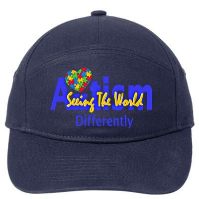 Cool Autism Awareness Autism Seeing The World Differently Gift 7-Panel Snapback Hat