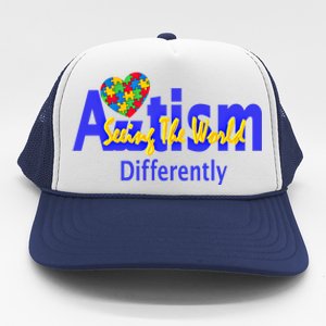 Cool Autism Awareness Autism Seeing The World Differently Gift Trucker Hat