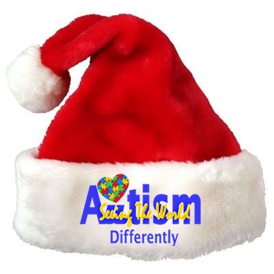 Cool Autism Awareness Autism Seeing The World Differently Gift Premium Christmas Santa Hat