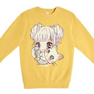 Cute Anime and Cats Lover Manga kawaii Graphic Otaku Premium Crewneck Sweatshirt