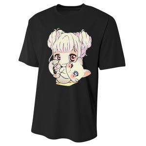 Cute Anime and Cats Lover Manga kawaii Graphic Otaku Performance Sprint T-Shirt